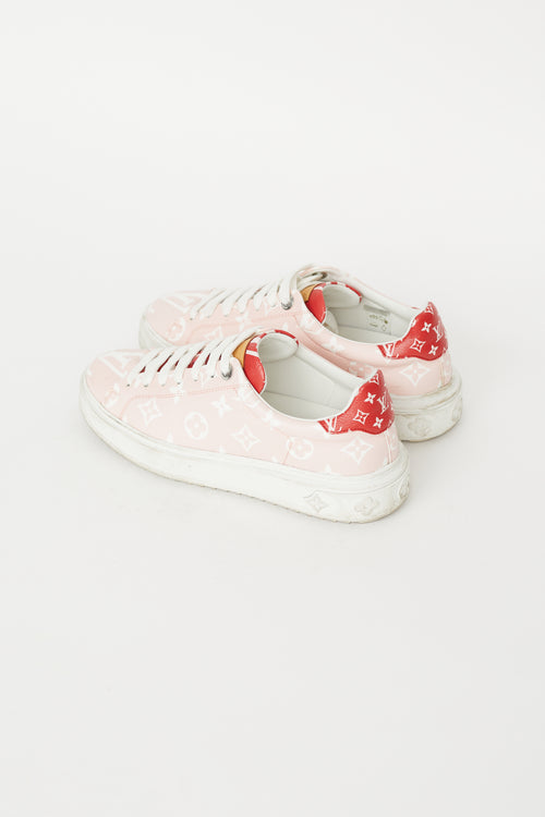 Louis Vuitton Pink & White Time Out Monogram Sneaker