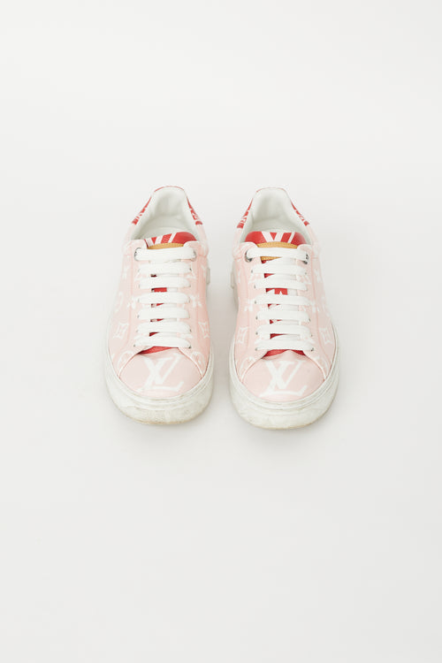 Louis Vuitton Pink & White Time Out Monogram Sneaker