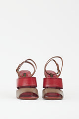 Louis Vuitton Red & Brown Leather Strappy Heel