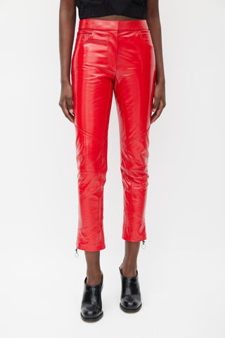Louis Vuitton Red Patent Leather Slim Trouser