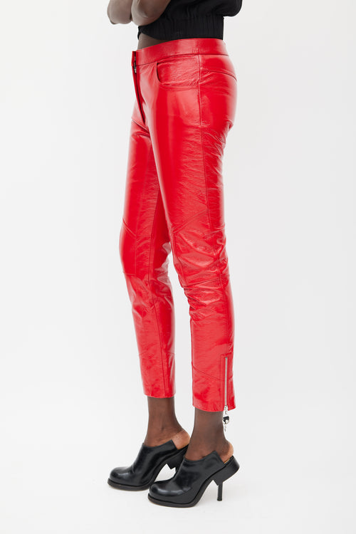 Louis Vuitton Red Patent Leather Slim Trouser