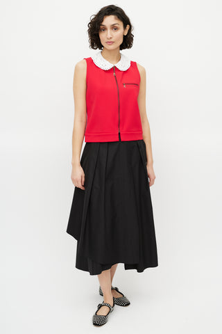 Louis Vuitton Red & White Zip Sleeveless Top