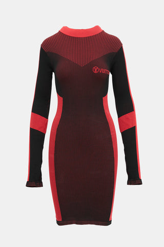 Louis Vuitton Ribbed Knit Insert Logo Dress