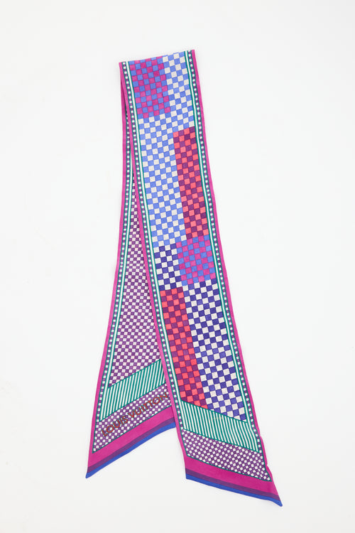 Louis Vuitton Silk Damier Aquarelle Bandeau Scarf