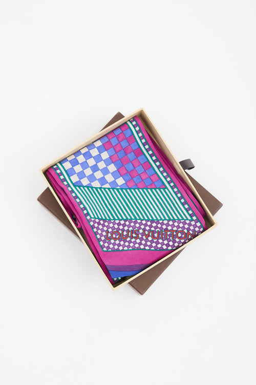 Louis Vuitton Silk Damier Aquarelle Bandeau Scarf