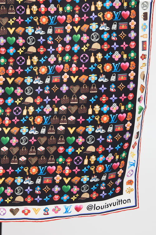 Louis Vuitton Silk Mixed Print LVmoji Scarf