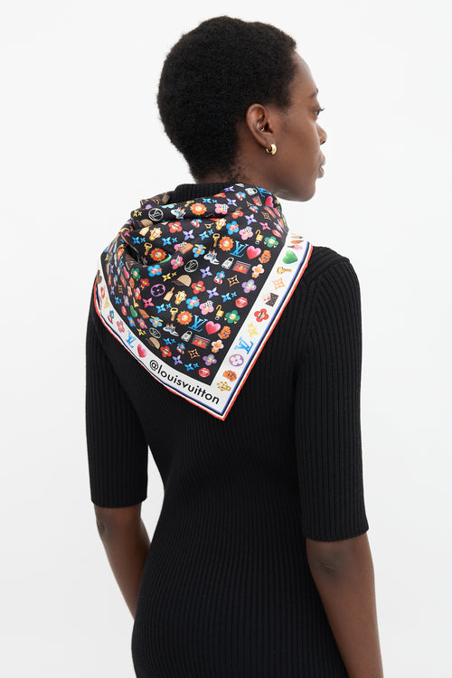 Louis Vuitton Silk Mixed Print LVmoji Scarf