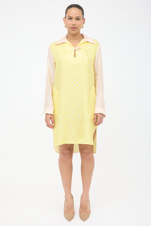 Louis Vuitton Silk Monogram Shirt Dress