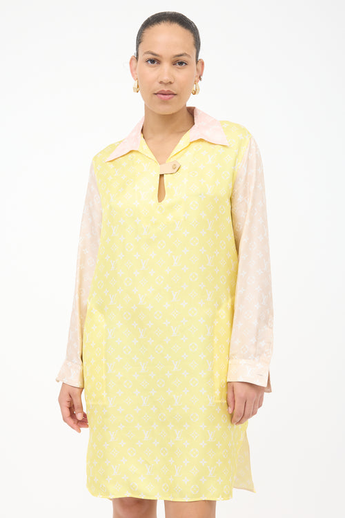 Louis Vuitton Silk Monogram Shirt Dress