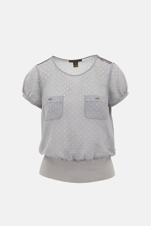 Louis Vuitton Silk Semi Sheer Patterned Top
