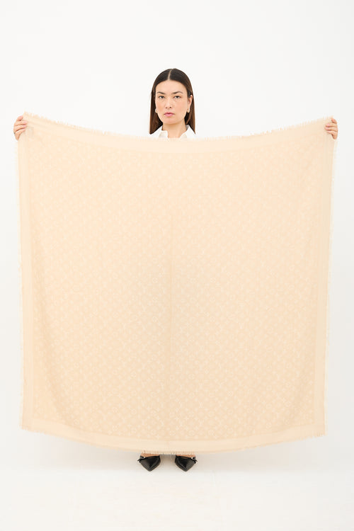 Louis Vuitton Silk & Wool Monogram Fringe Scarf
