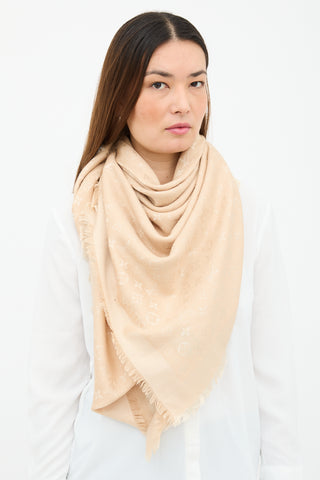 Louis Vuitton Silk & Wool Monogram Fringe Scarf