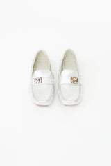 Louis Vuitton Silver Leather Studded Driving Loafer