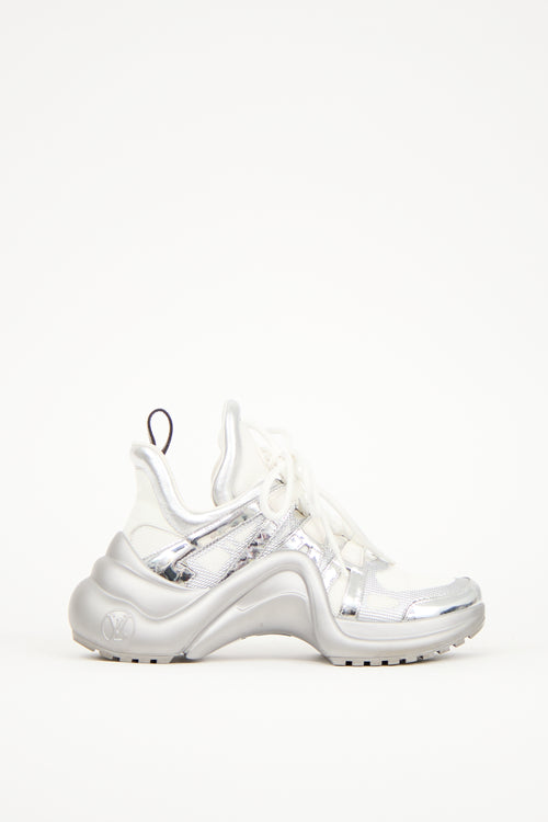 Louis Vuitton White & Silver Archlight Sneaker