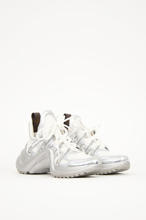 Louis Vuitton White & Silver Archlight Sneaker