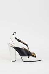 Louis Vuitton White & Black Leather Headline Slingback Heel