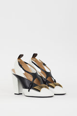 Louis Vuitton White & Black Leather Headline Slingback Heel