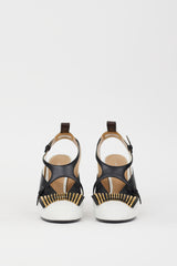 Louis Vuitton White & Black Leather Headline Slingback Heel