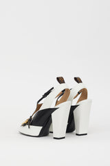Louis Vuitton White & Black Leather Headline Slingback Heel