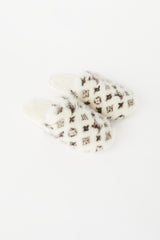 Louis Vuitton White Fur Monogram Suite Mule Slide