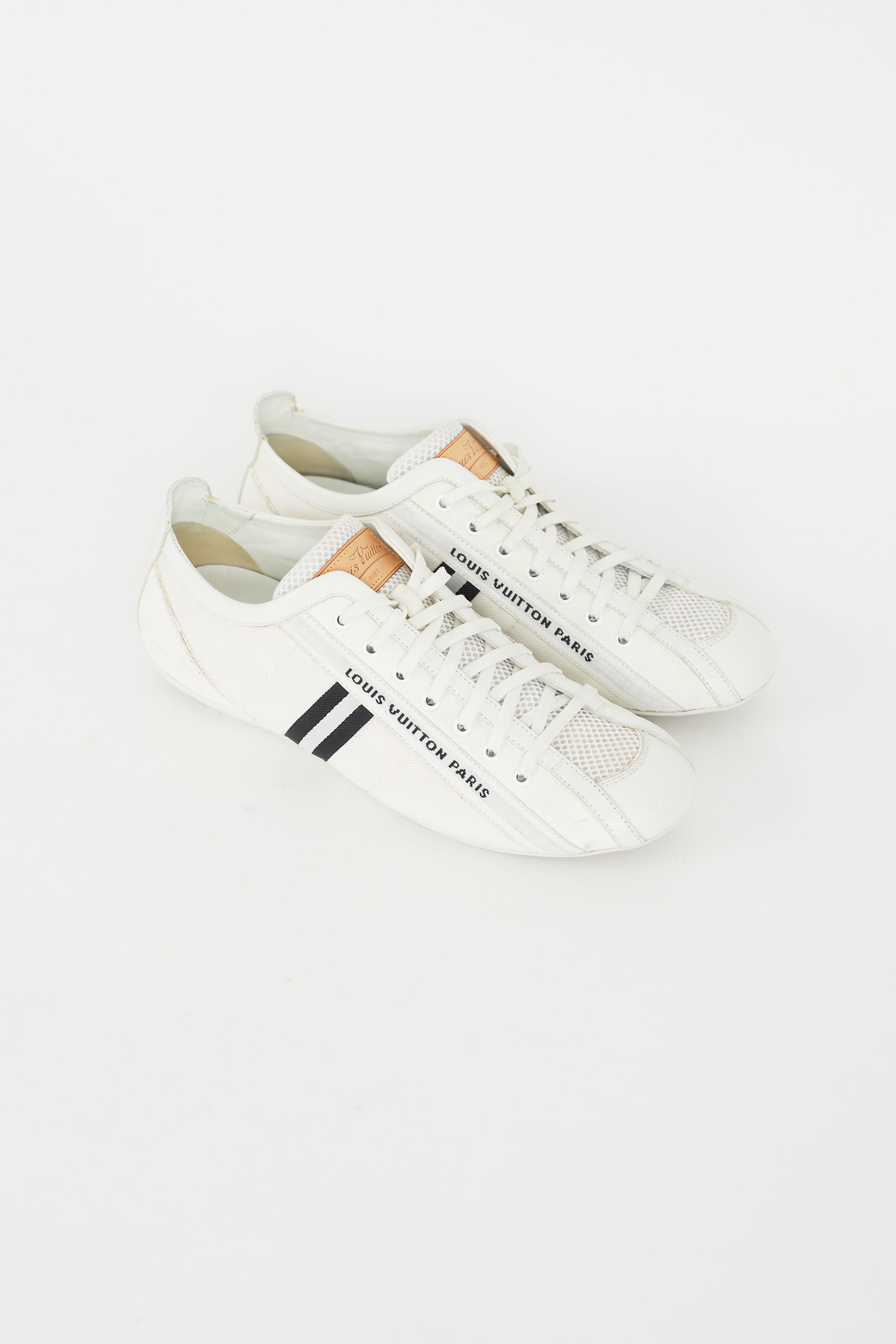Louis Vuitton // White Suede & Canvas Logo Sneaker – VSP Consignment