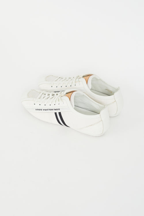 Louis Vuitton White Suede & Canvas Logo Sneaker