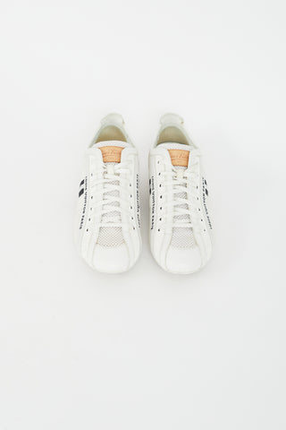 Louis Vuitton White Suede & Canvas Logo Sneaker