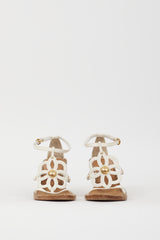 Louis Vuitton White Leather Fidji Wedge Sandal