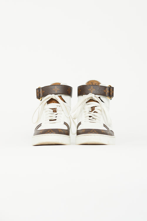 Louis Vuitton White & Brown Monogram Boombox Sneaker