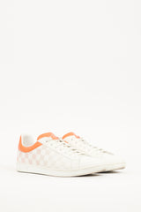 Louis Vuitton White & Orange Leather Damier Luxembourg Sneaker
