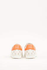 Louis Vuitton White & Orange Leather Damier Luxembourg Sneaker