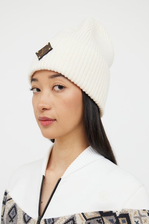 Louis Vuitton Cream Wool Logo Beanie