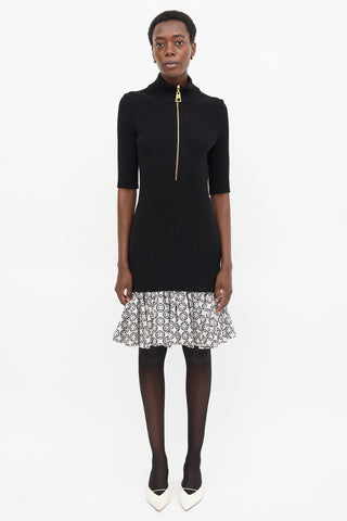 Louis Vuitton Wool & Silk Rib Knit Star Dress
