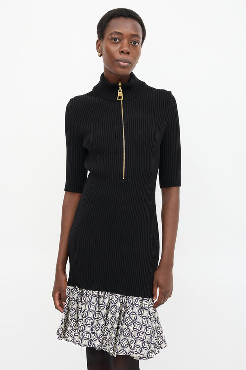 Louis Vuitton Wool & Silk Rib Knit Star Dress