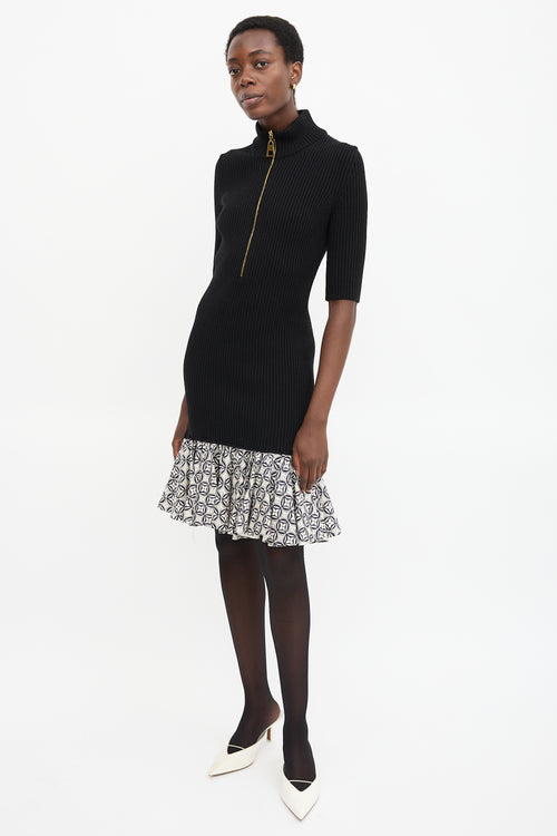 Louis Vuitton Wool & Silk Rib Knit Star Dress