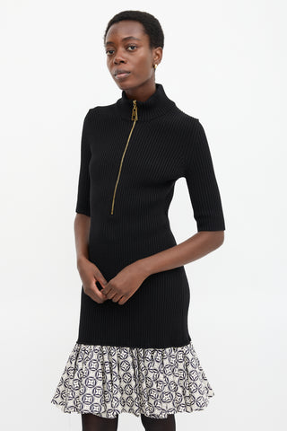 Louis Vuitton Wool & Silk Rib Knit Star Dress