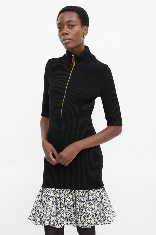 Louis Vuitton Wool & Silk Rib Knit Star Dress