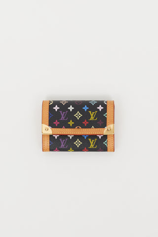 Louis Vuitton X Takashi Murakami 2004 Black & Multi Monogram Coin Pouch