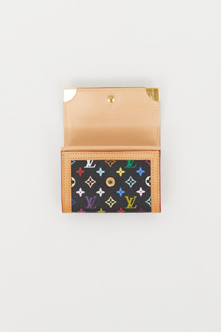 Louis Vuitton X Takashi Murakami 2004 Black & Multi Monogram Coin Pouch