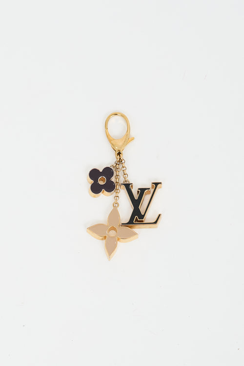 Louis Vuitton Silver Metal LV Initials Keychain