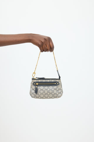 Louis Vuitton Grey & Cream Denim Monogram Mini Pochette Bag