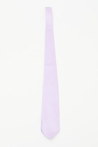 Louis Vuitton Pink & Blue Silk Geometric Tie