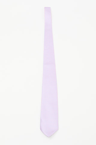 Louis Vuitton Pink & Blue Silk Geometric Tie