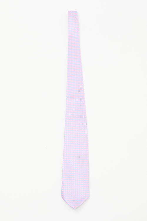 Louis Vuitton Pink & Blue Silk Geometric Tie