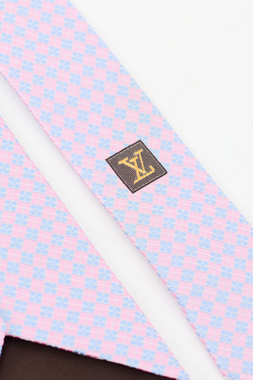 Louis Vuitton Pink & Blue Silk Geometric Tie