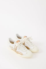 Louis Vuitton White & Gold Leather Logo Sneaker