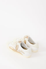 Louis Vuitton White & Gold Leather Logo Sneaker