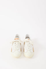 Louis Vuitton White & Gold Leather Logo Sneaker
