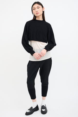 Loulou Studio Black Cashmere Cropped Bocas Sweater