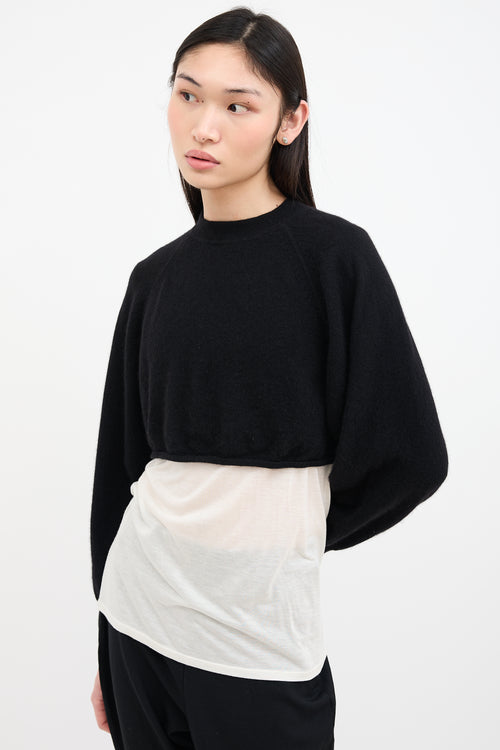 Loulou Studio Black Cashmere Cropped Bocas Sweater